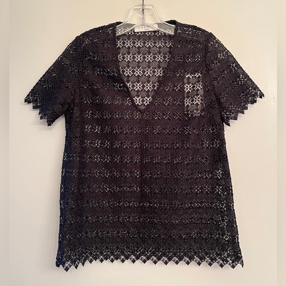 NWTSandro Alys black lace blouse loose fit and sheer size 2 .
